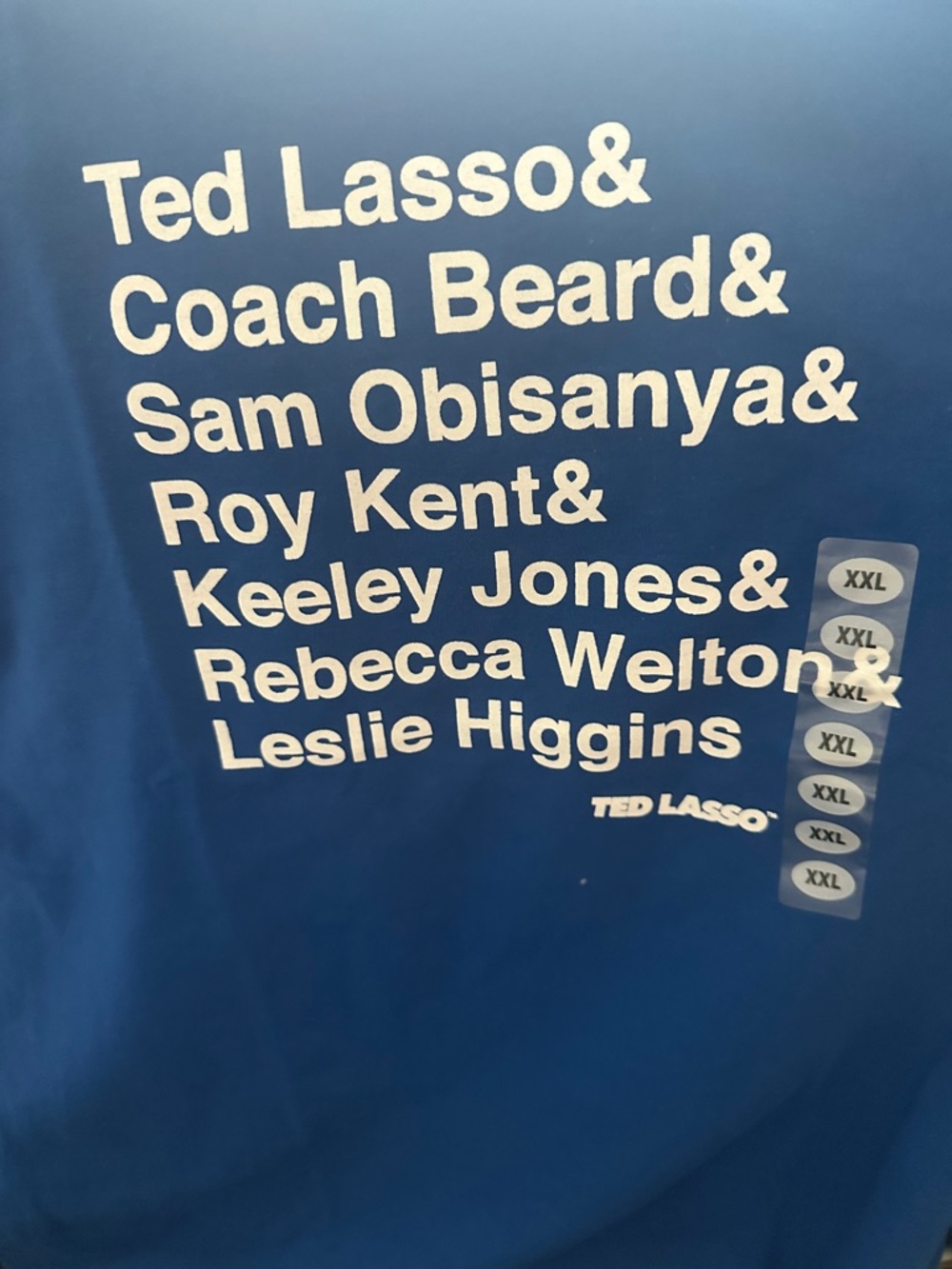 Ted Lasso Crew Names Graphic Tee - Blue & White